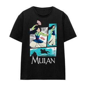 Mulan Unisex Adult Action Panels T-Shirt / Black